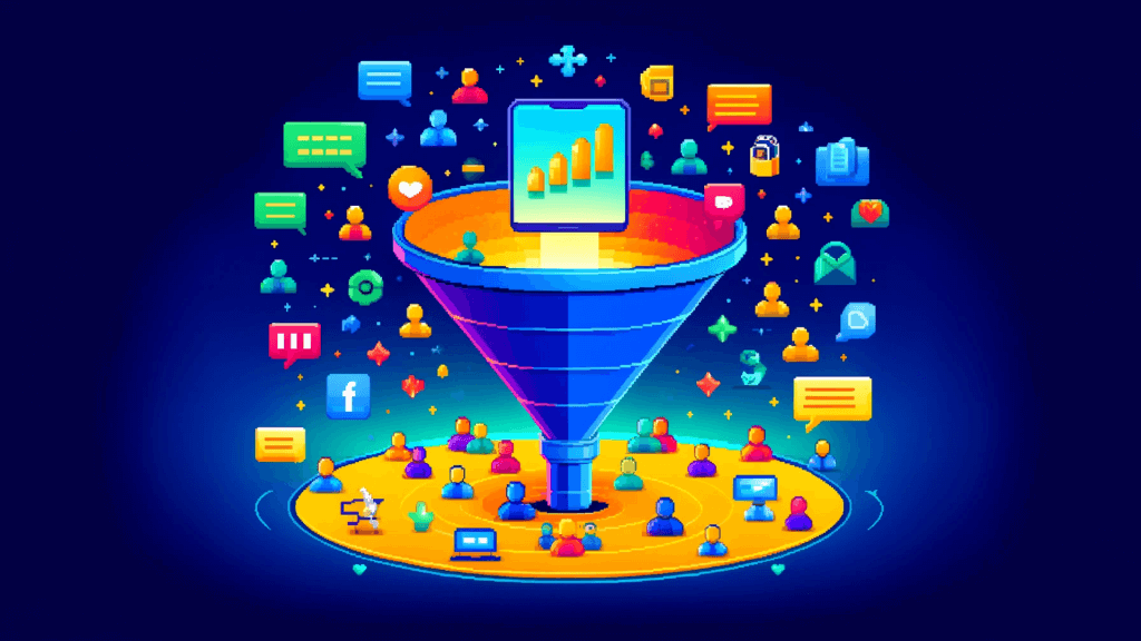 Artist depiction of a holistic marketing funnel for web2 and web3 gamers