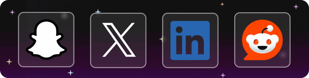 Logos for Snapchat, X (formerly Twitter), LinkedIn, and Reddit, representing Tier 3 niche ad networks for specific audience pockets.